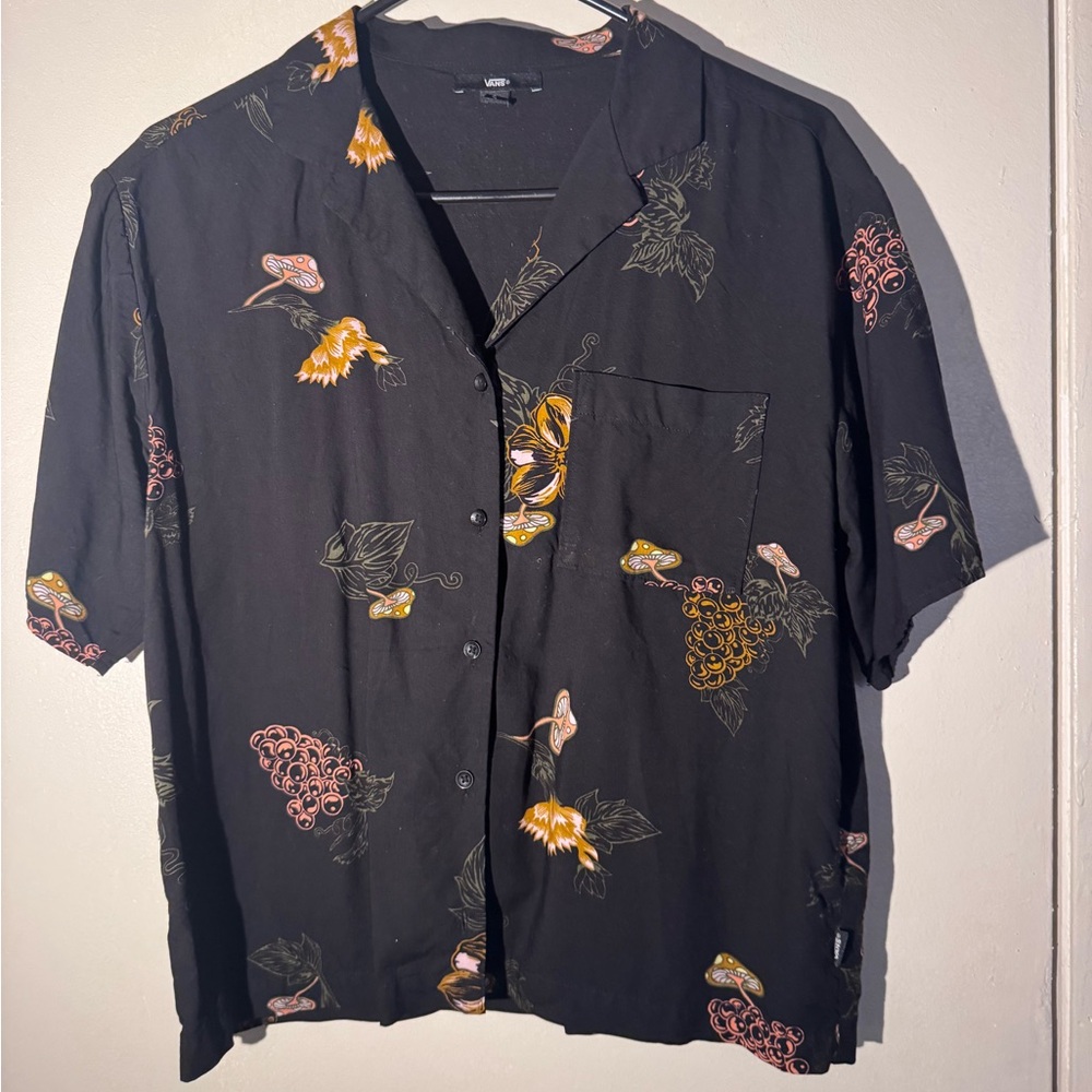 Vans Black Shirt with Floral Accents